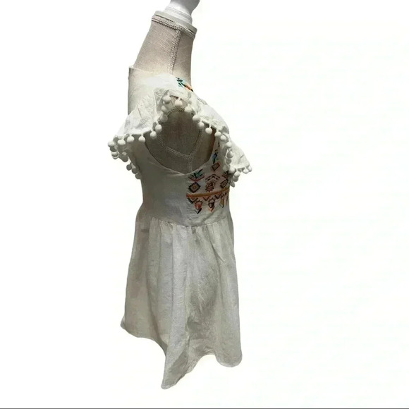 SHEIN  WOMEN’S STUNNING BOHO SMOCK EMBROIDERED DRESS W/ POM POM TRIM•SIZE S• - Picture 5 of 9